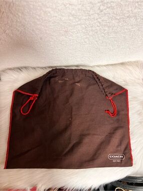 Coach Brown Dust Bag with Red Trim and Cord